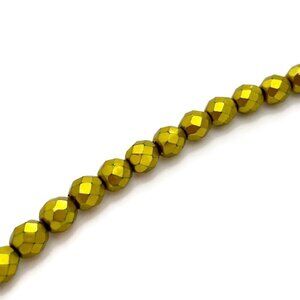 𝅺As Low as $2 Matte Metallic Yellow Faceted Rounds Czech Beads 8mm (15)